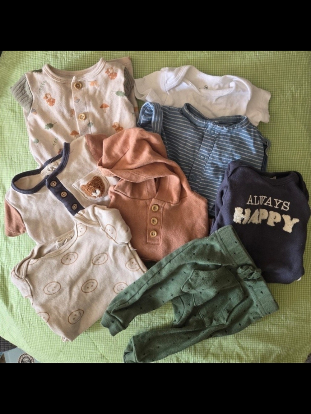 Baby Neutral & Green Mixed Onesie Bundle - Cozy Hooded Top